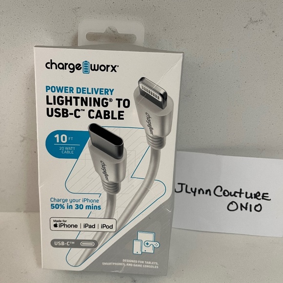 Charge Worx Power delivery Lightening to usb cable Charge Iphone 50% in 30 NEW! - Picture 1 of 2